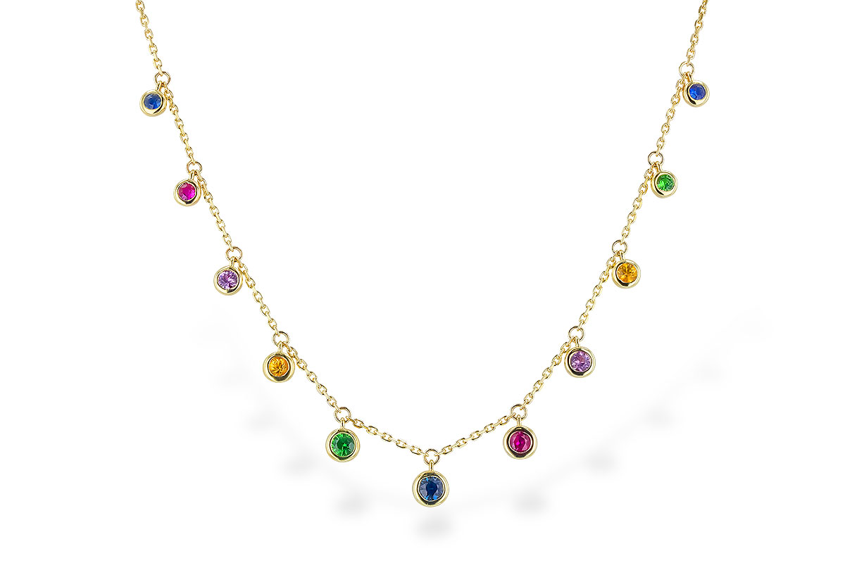 A328-34120: NECK .90 TW MULTI-COLOR SAPPH & GREEN GARNET (18")