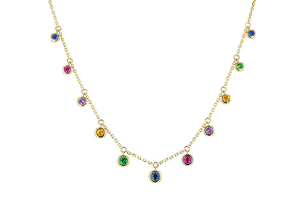 A328-34120: NECK .90 TW MULTI-COLOR SAPPH & GREEN GARNET (18")