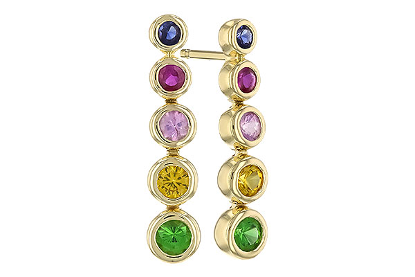 A328-35993: EARR .60 TW MULTI-COLOR SAPPH & GREEN GARNET