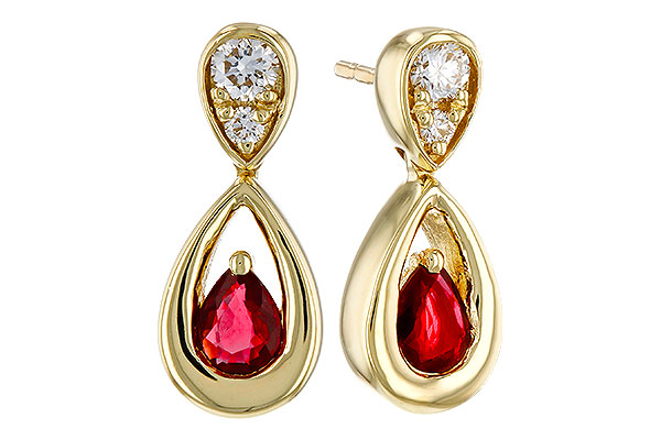 A329-21402: EARRINGS .40 RUBY .52 TGW (4x3 RUBY)