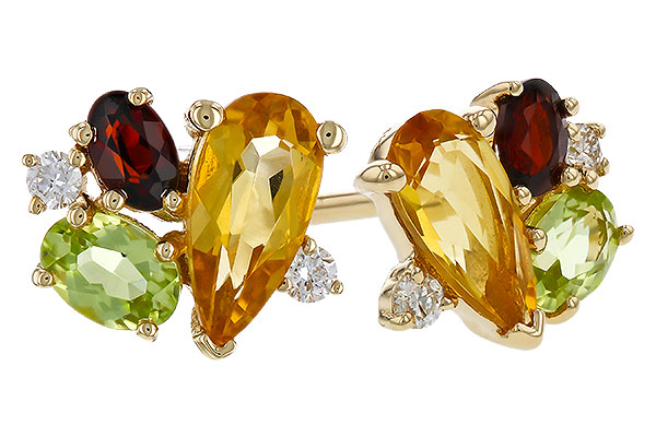 B329-21393: EARRINGS .66 SEMI PREC (CIT,PER,GAR) .70 TGW