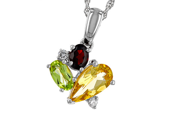 C329-21393: NECKLACE .79 SEMI PREC (CIT,PER,GAR) .82 TGW