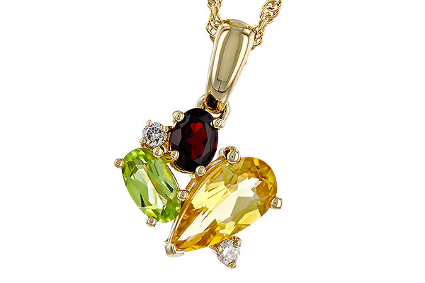 C329-21393: NECKLACE .79 SEMI PREC (CIT,PER,GAR) .82 TGW