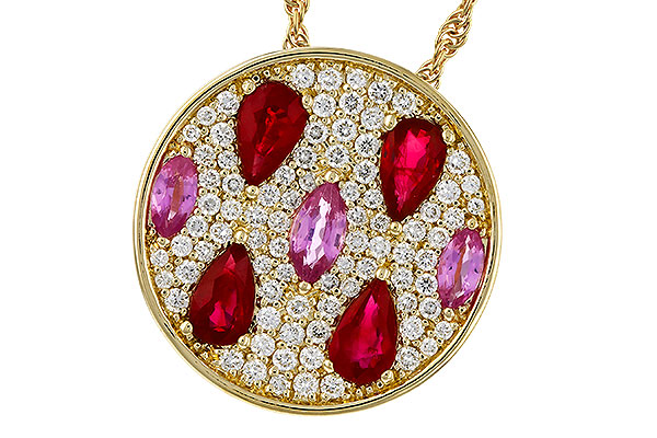 C329-26829: NECK 1.42 TW PRECIOUS (RUBY & PINK SAPP) 1.82 TGW