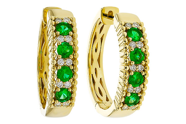 D329-26902: EARRINGS .33 TW EMERALD .45 TGW