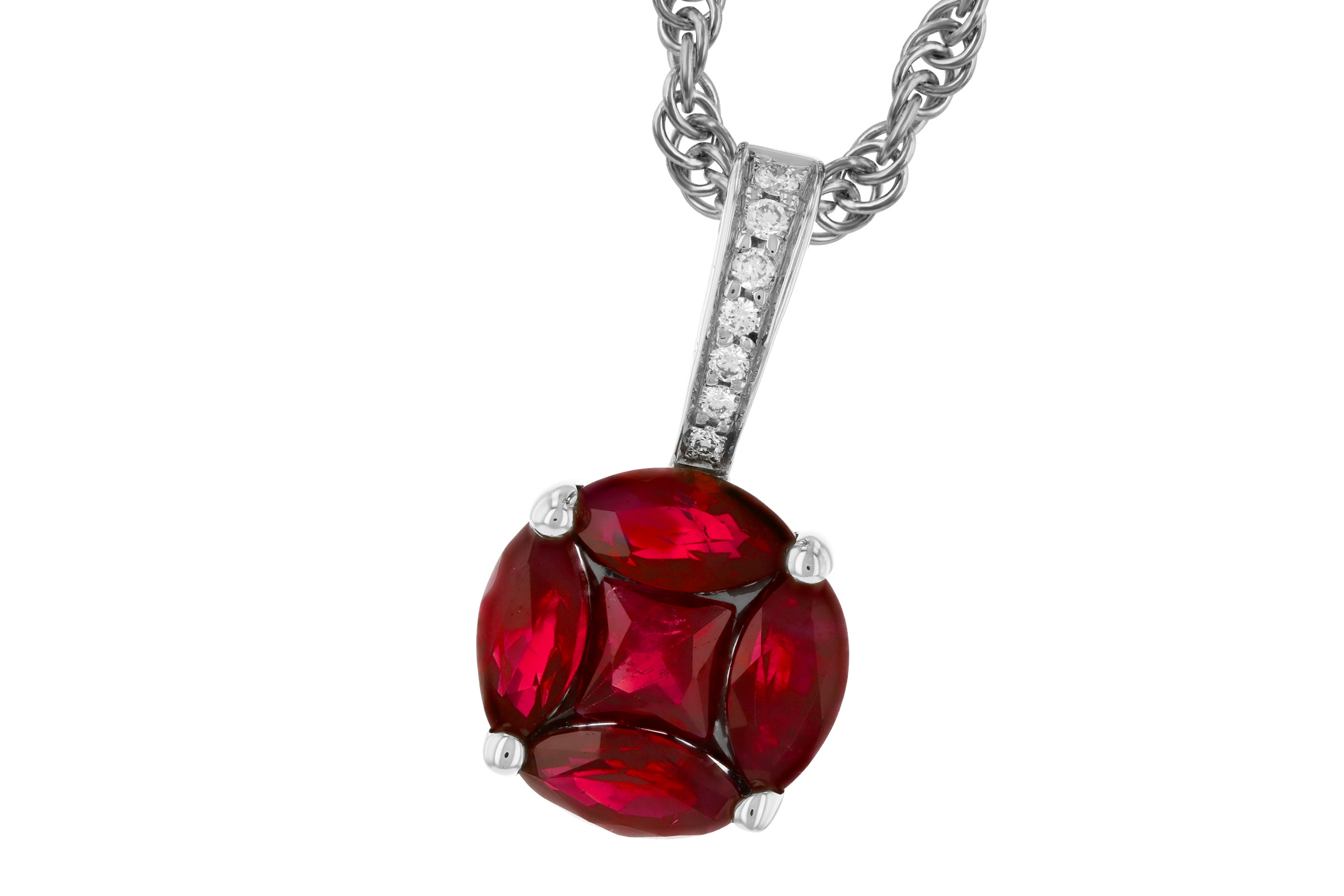 D330-09620: NECKLACE .80 RUBY .82 TW