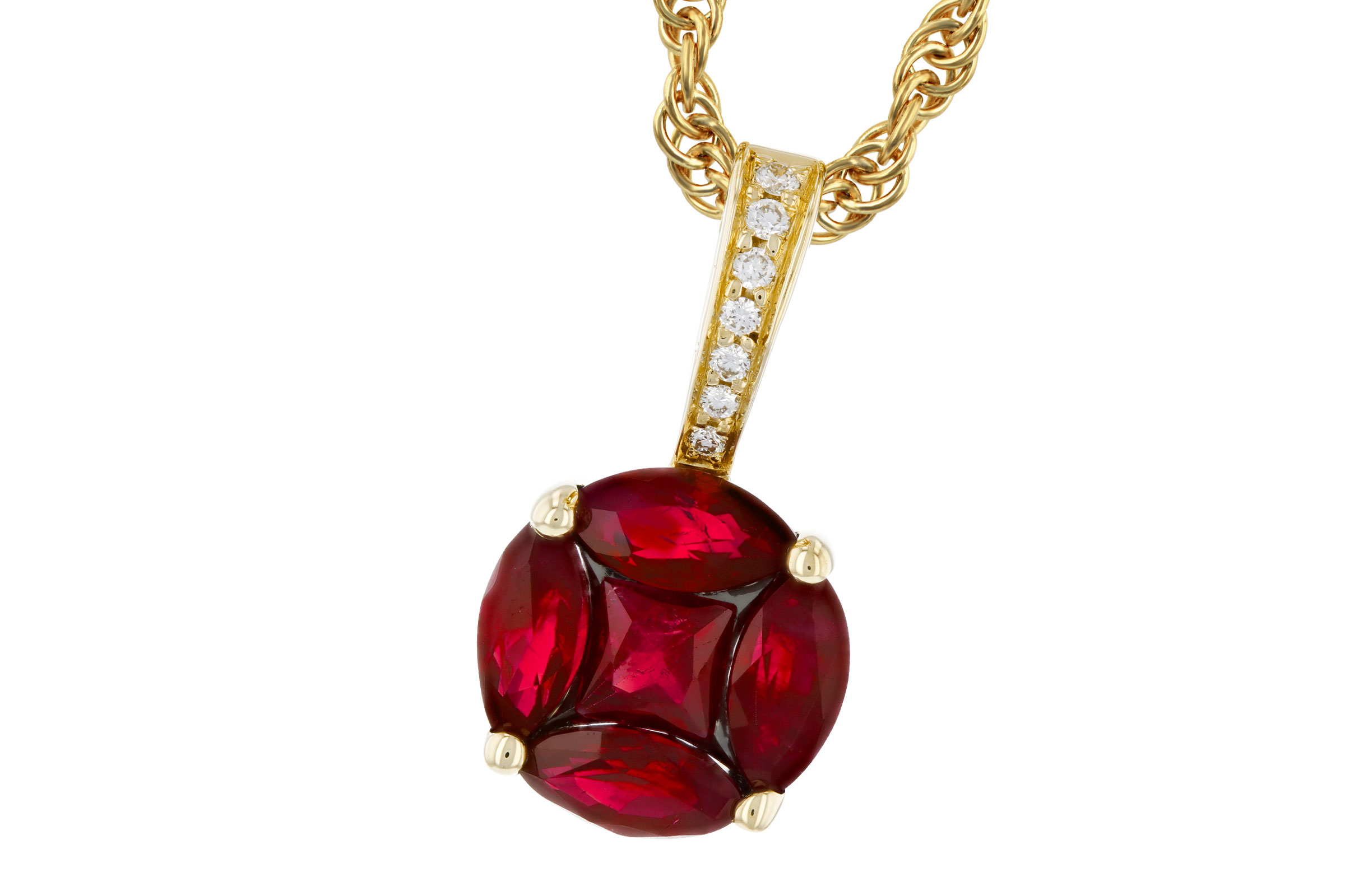 D330-09620: NECKLACE .80 RUBY .82 TW