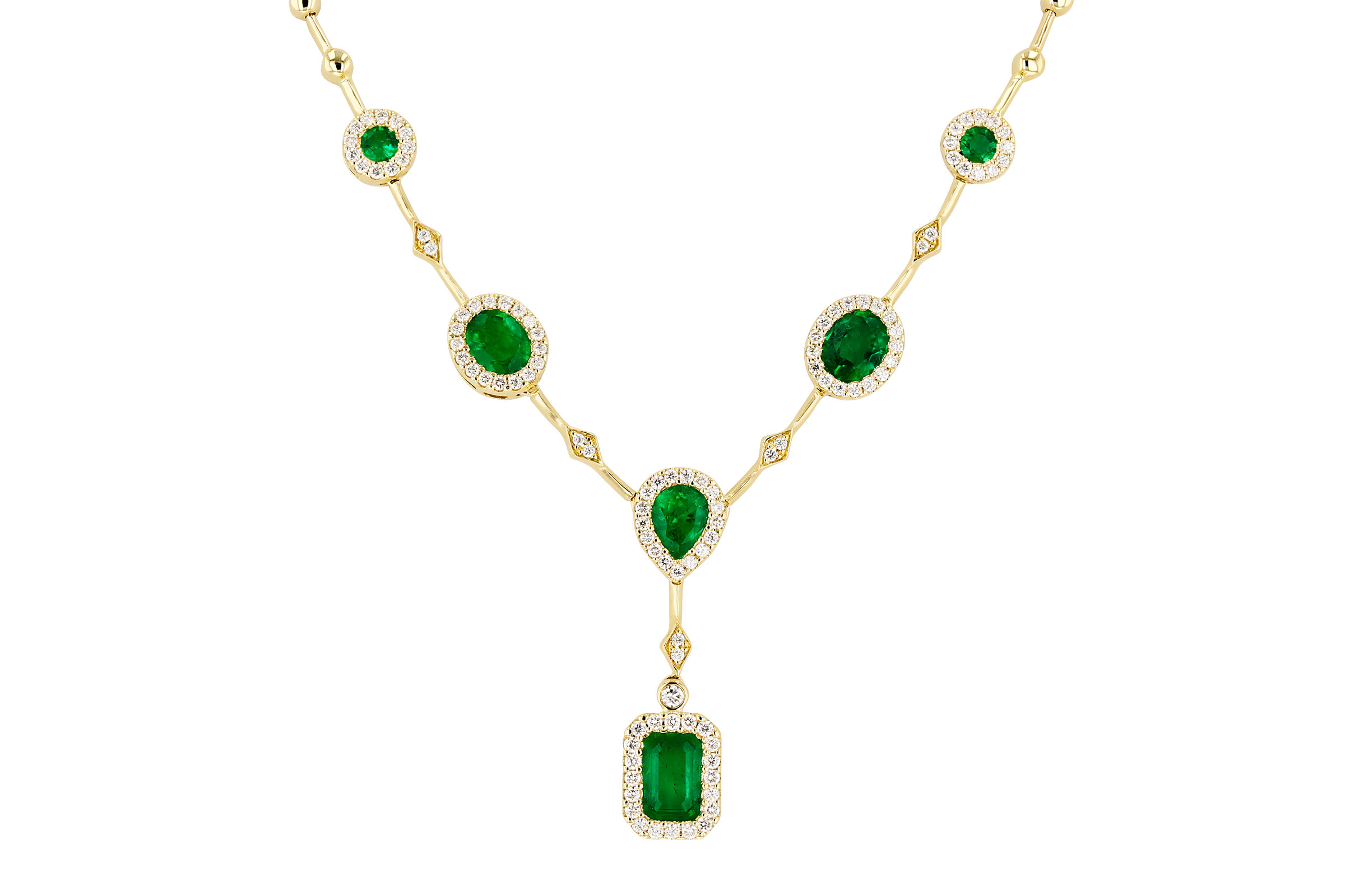 D330-11366: NECKLACE 1.66 TW EMERALD 2.08 TGW (17")