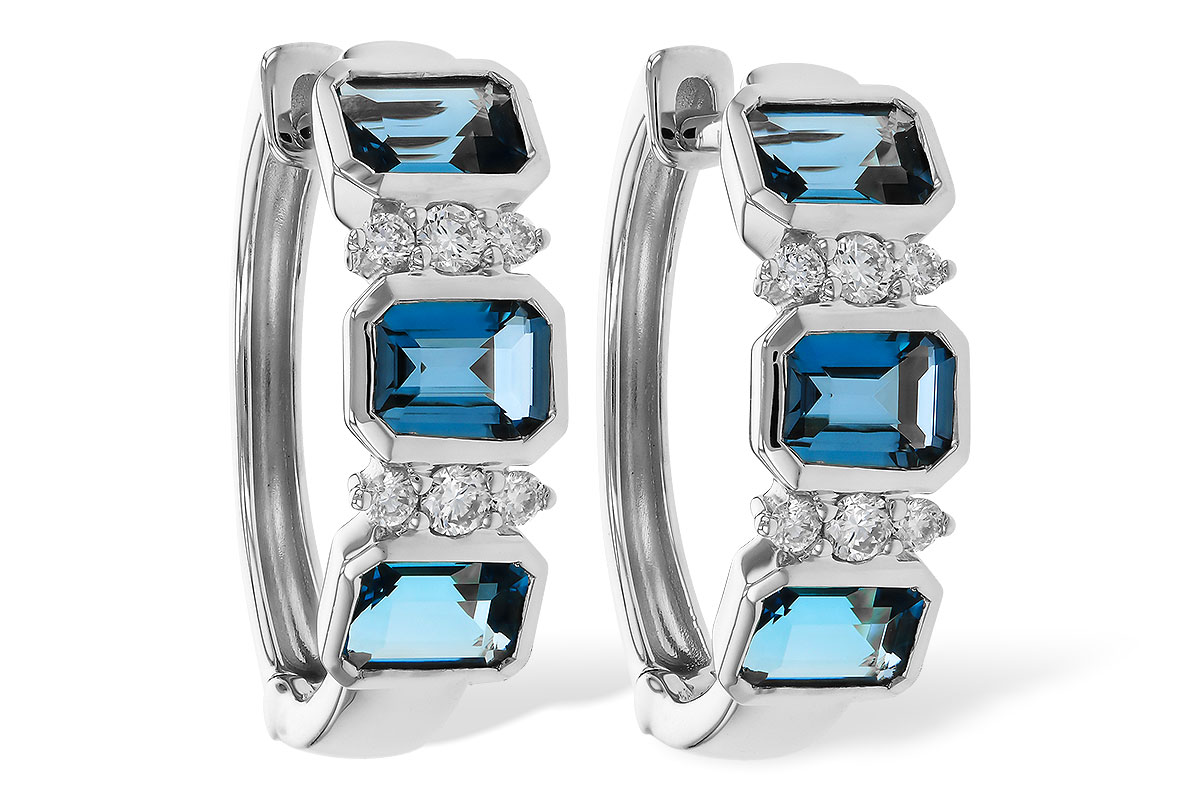 E329-20520: EARRINGS 1.37 TW LONDON BLUE TOPAZ 1.48 TGW