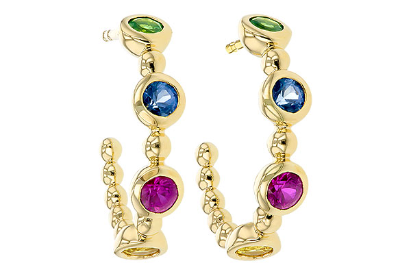 E330-09547: EARR .68 TW MULTI-COLOR SAPPH & GREEN GARNET