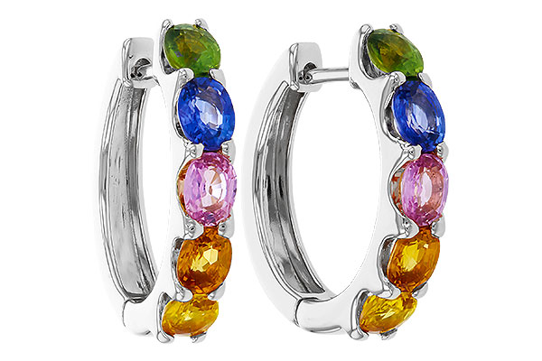 F329-21384: EARRINGS 2.20 TW MULTI-COLOR SAPPHIRE