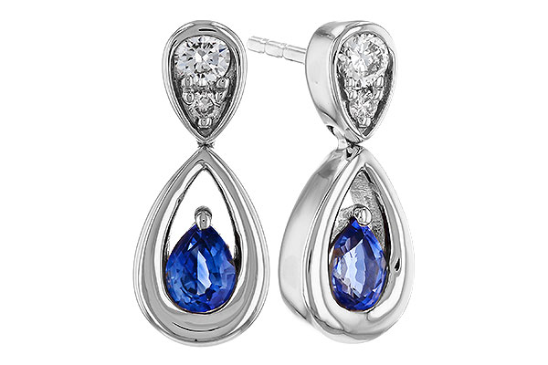 F329-21402: EARRINGS .42 SAPPHIRE .54 TGW (4x3 SAPP)