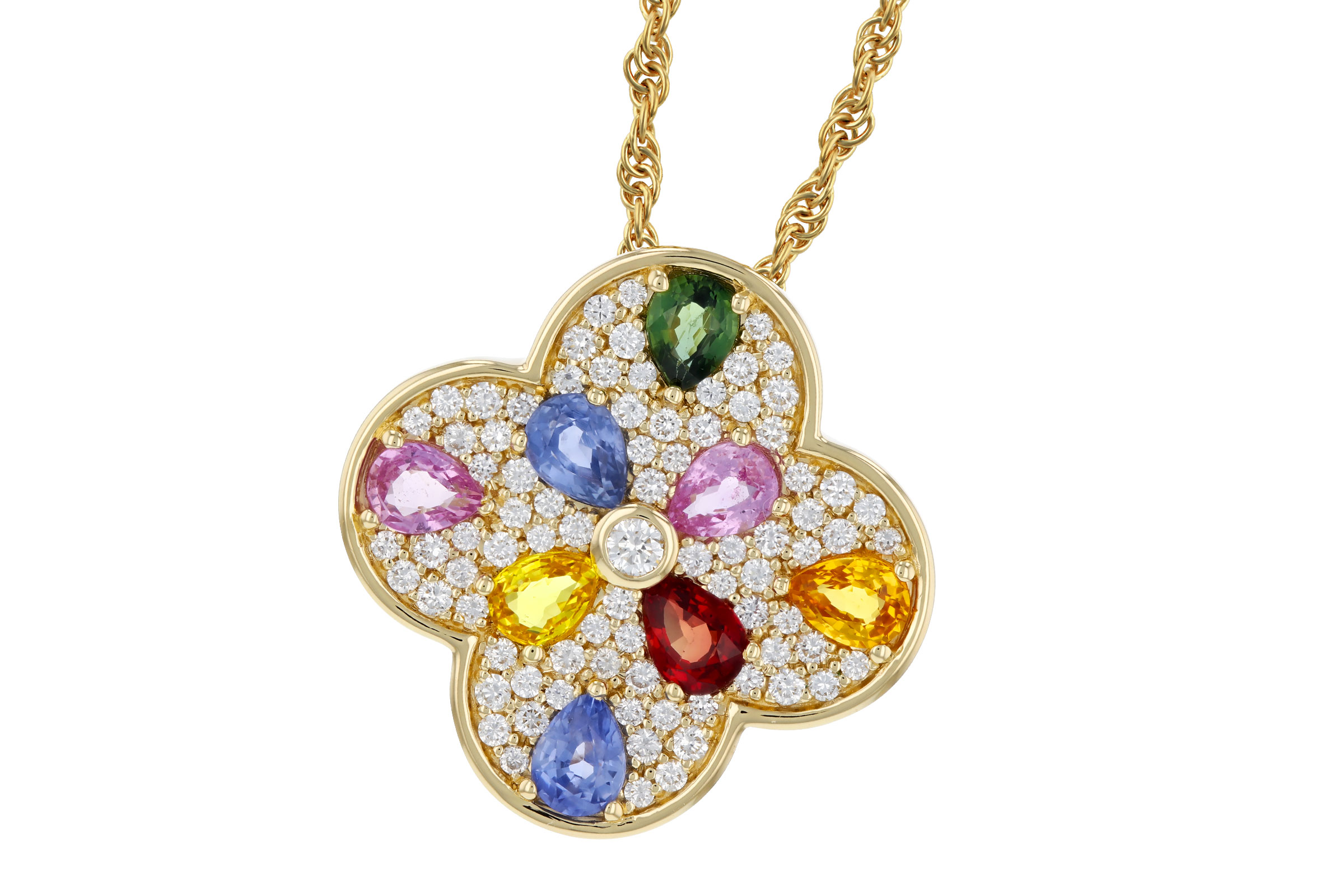 F330-12311: NECKLACE 1.40 MULTI-COLOR SAPPH 1.82 TGW