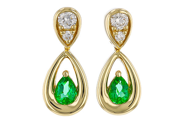 G329-22320: EARRINGS .20 EMERALD .32 TGW (4x3 EMER)