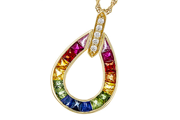 K329-21392: NECKLACE 1.10 MULTI-COLOR SAPPH 1.15 TGW