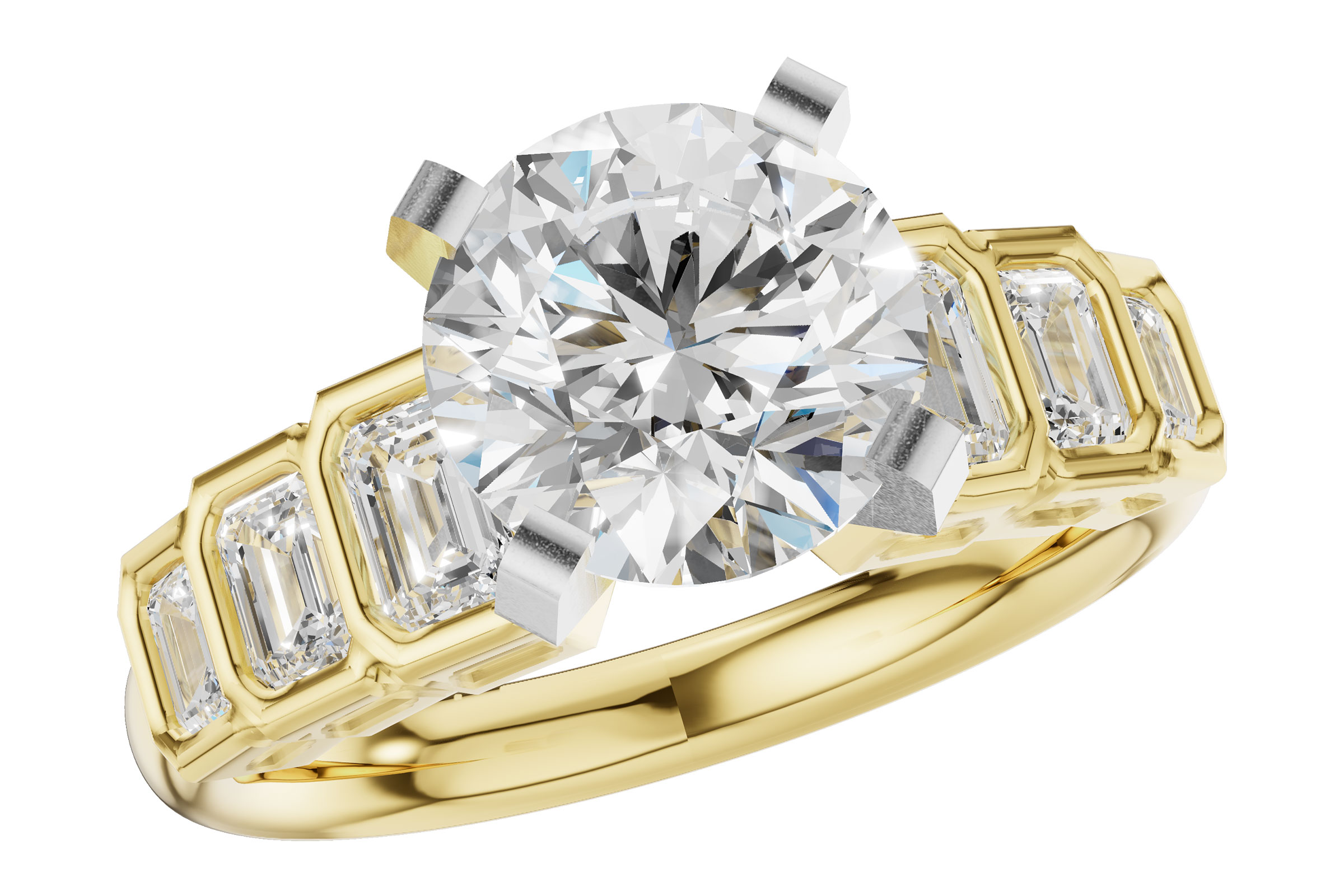 K330-10456: LDS SEMI DIA RG .92 TW EMERALD CUTS