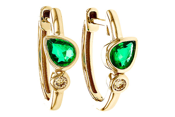 M329-23265: EARRINGS .38 TW EMERALD .44 TGW